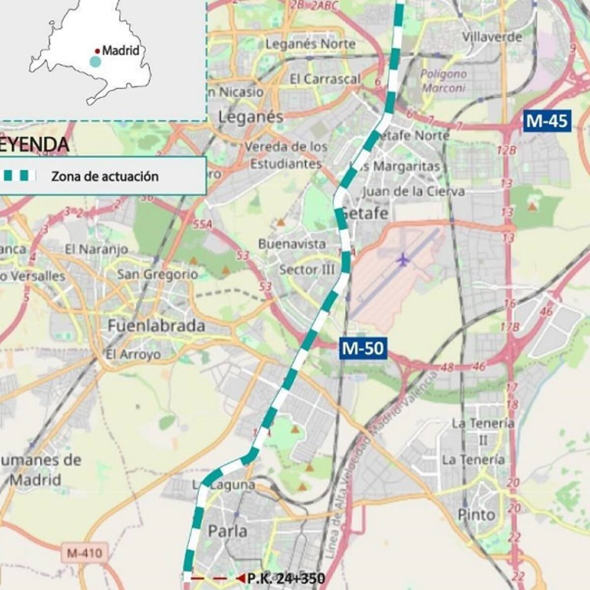 El Ministerio de Transportes vuelve a aprobar, un año después, el proyecto de pantallas acústicas de la A-42