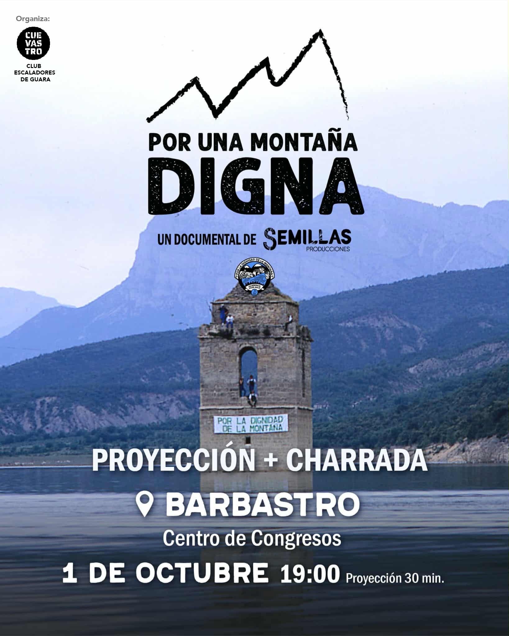 Cartel proyección "Por un montaña digna", Barbastro.