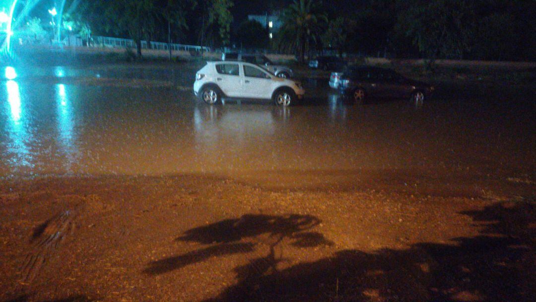 Recinto ferial durante la tormenta