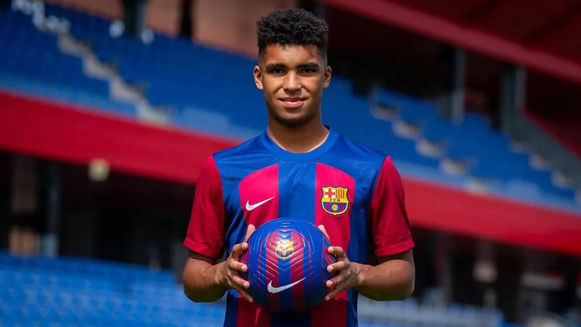 Edu Sánchez en su presentación como jugador del Barça