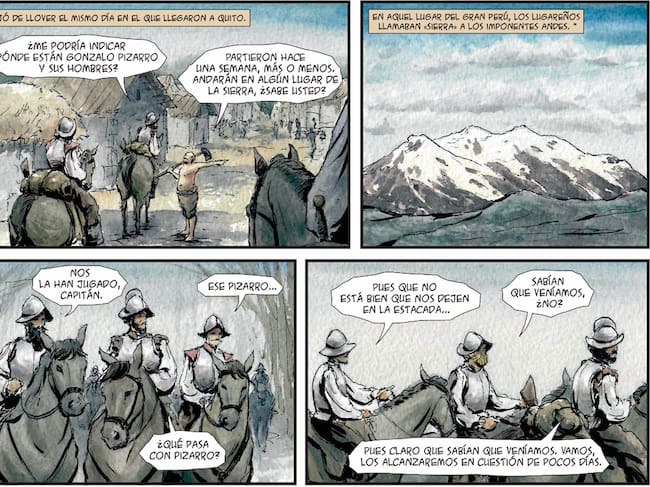 Viñetas del cómic 'Orellana en el río de las amazonas'.