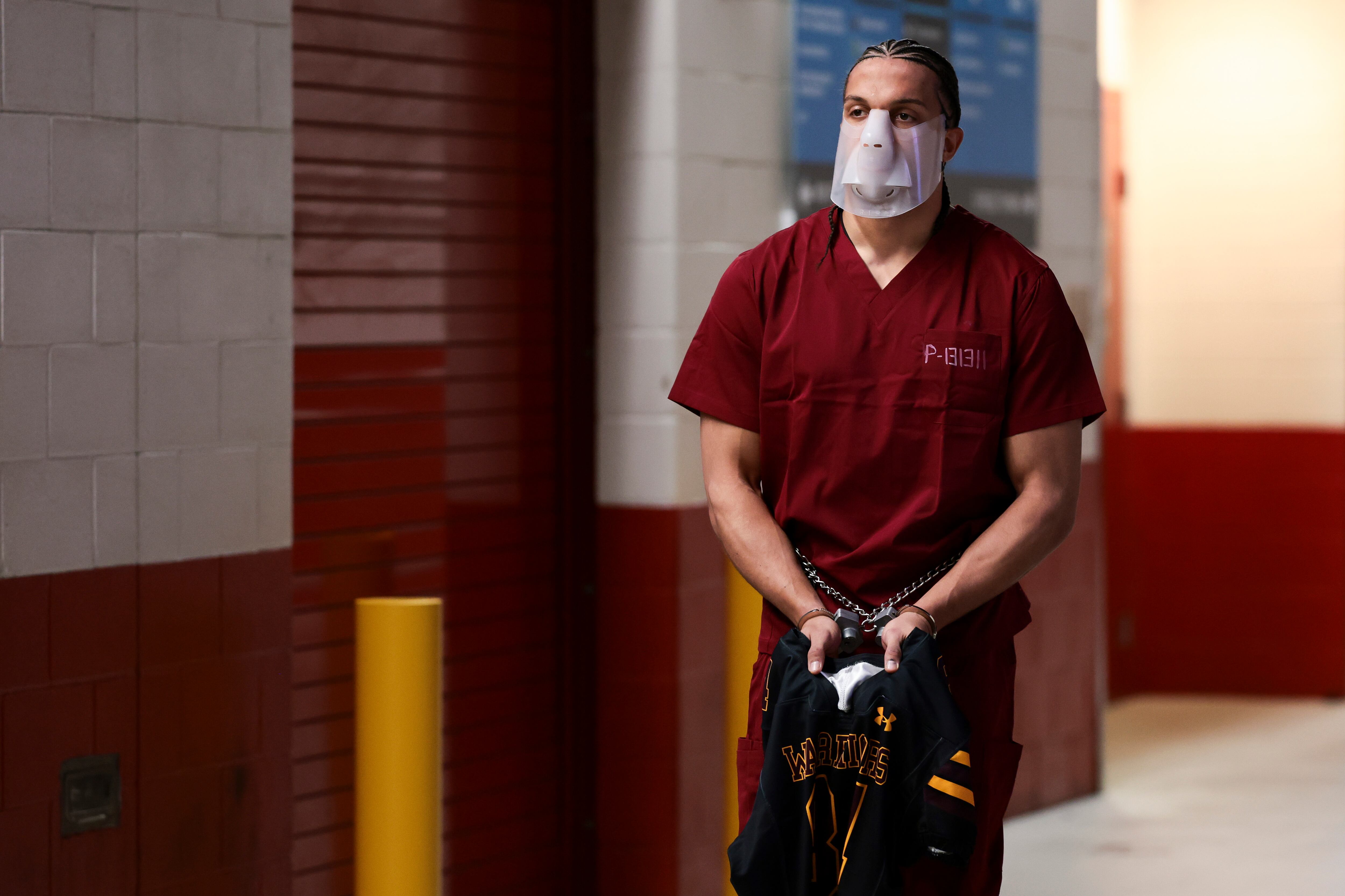 Mack Hollins a su llegada a la Super Bowl