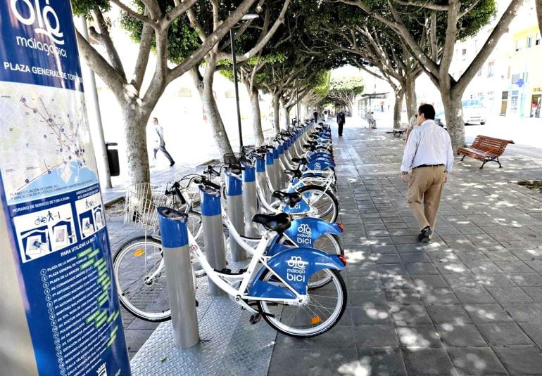 Estación del servicio de préstamo de bicicletas contratado por el ayuntamiento de Málaga