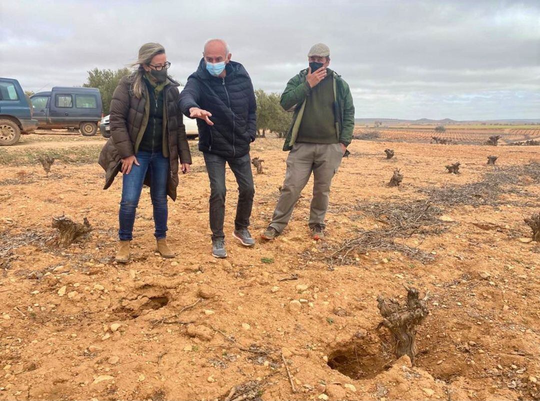 Lola Merino durante su visita de hoy con agricultores