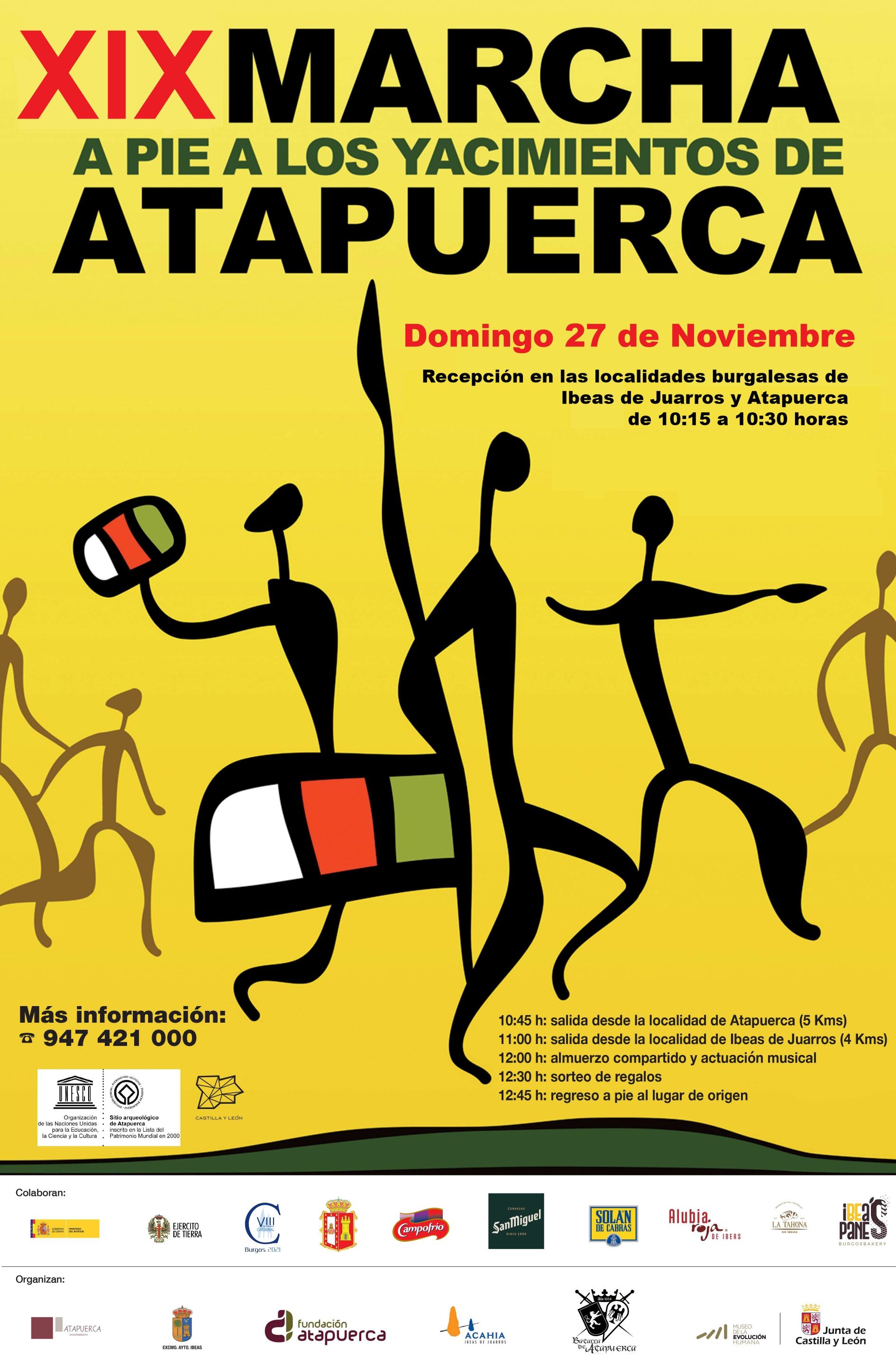 El domingo 27 de noviembre se celebrará la XIX Marcha a pie a los yacimientos de la sierra de Atapuerca para celebrar los 22 años de su declaración como Patrimonio de la Humanidad por la UNESCO