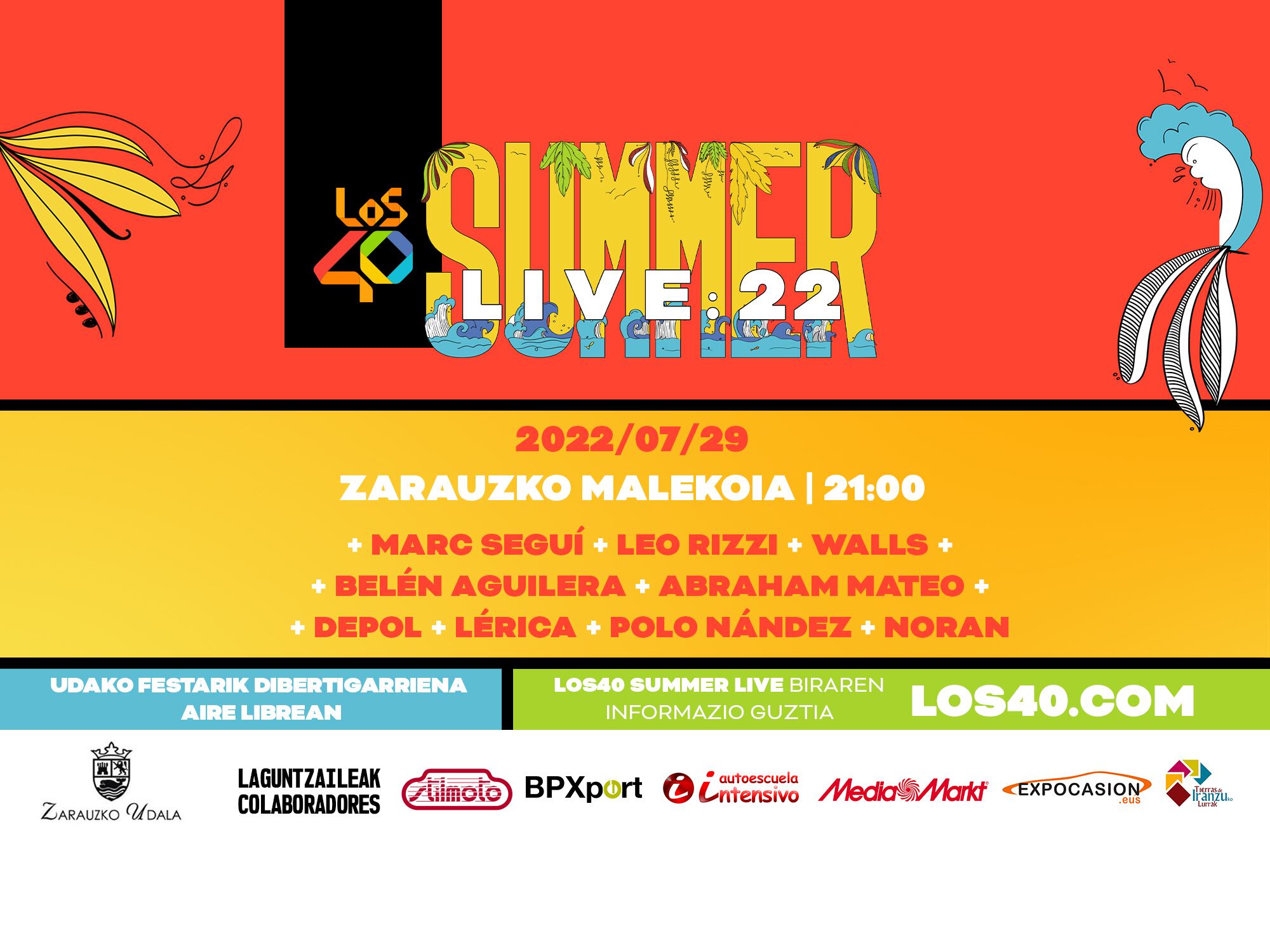 El cartel oficial de LOS40 Summer Live 2022