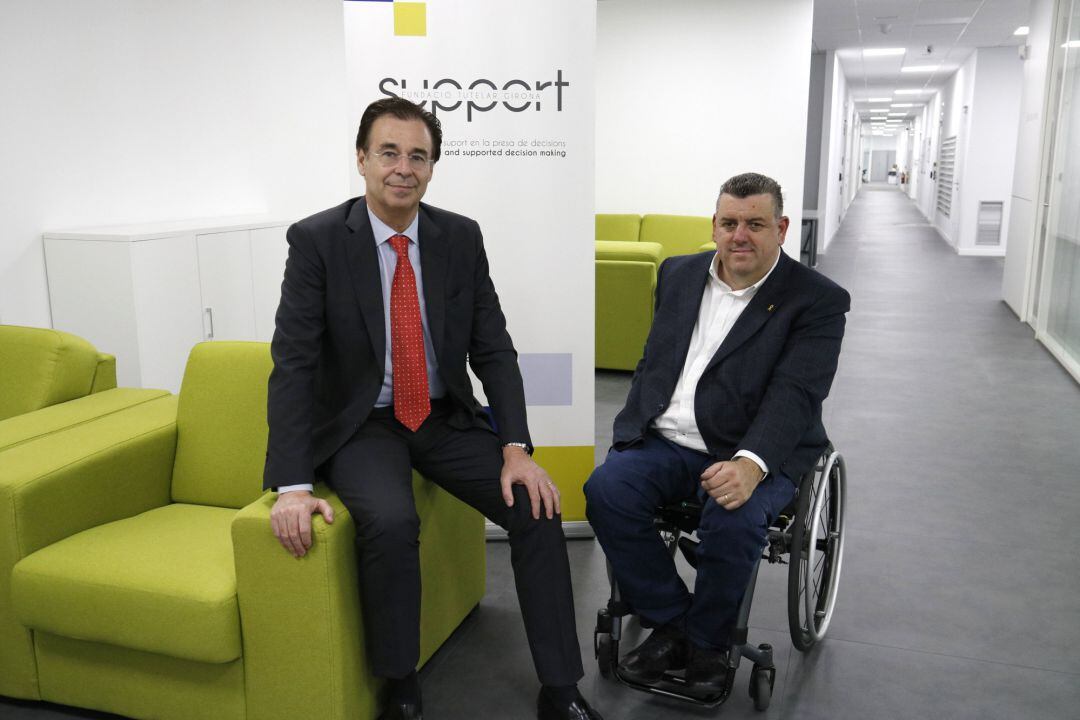 El president de la Fundació Support, Pere Cornellà i amb el director, Josep Maria Solé