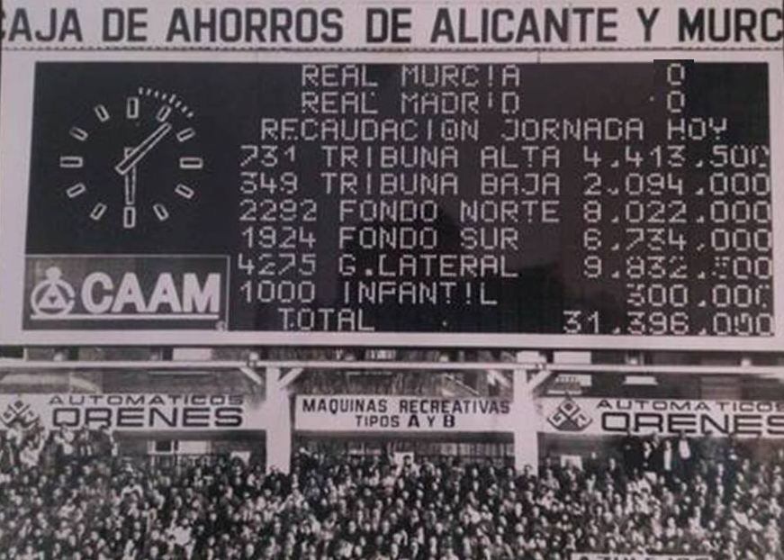 El mítico marcador de la Nueva Condomina.