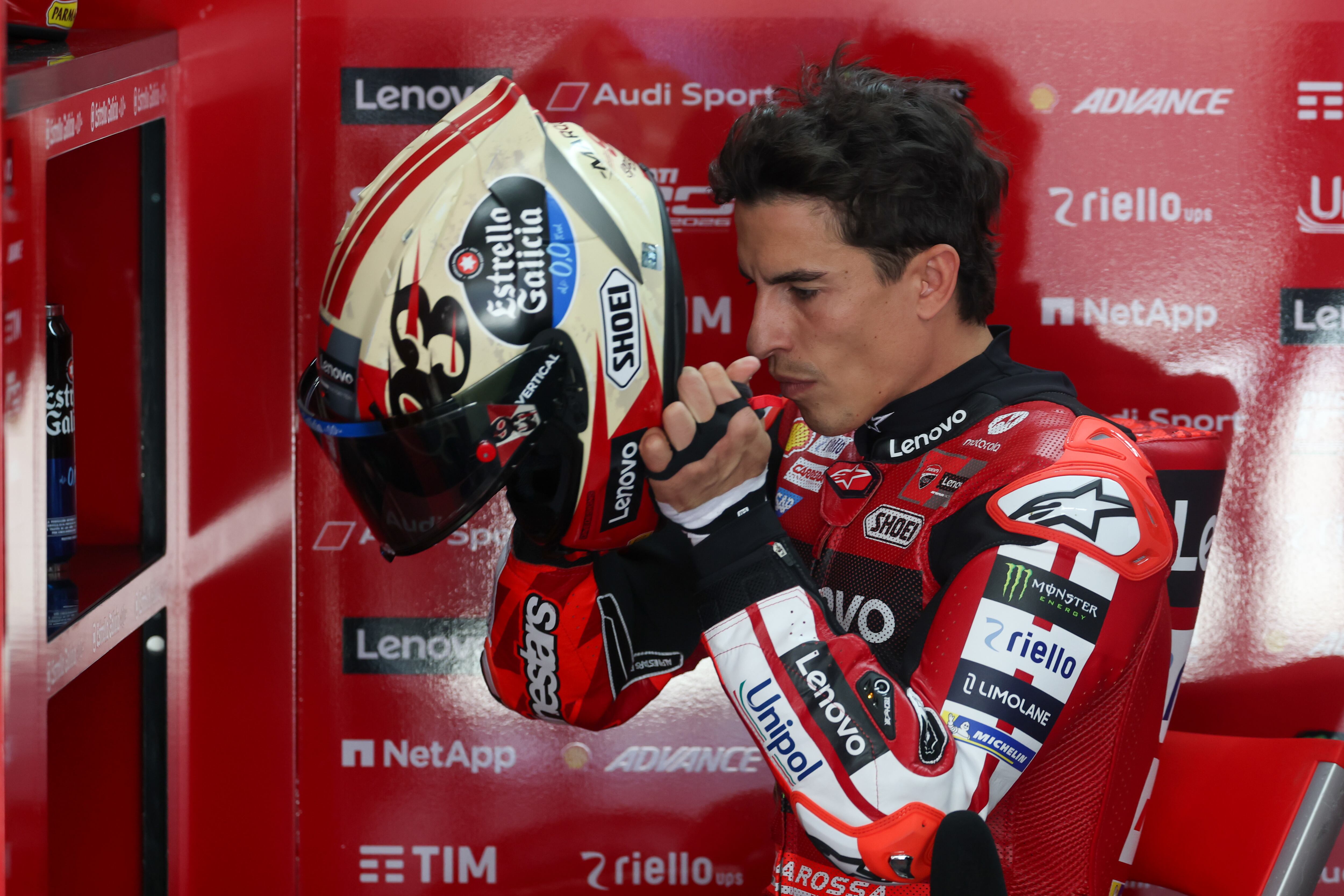 Marc Márquez, enfadado en el GP de Estados Unidos