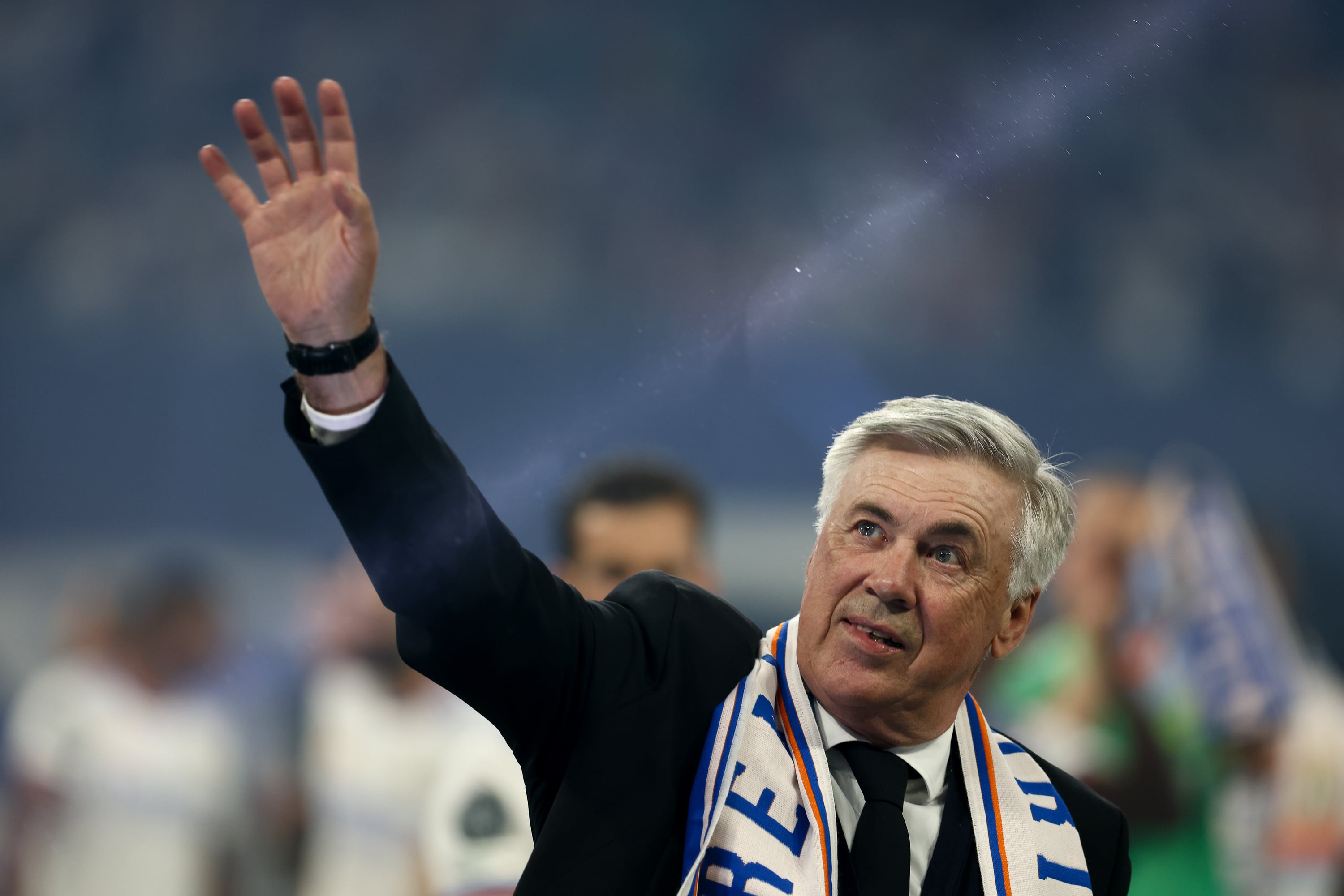 Ancelotti, durante la celebración de la pasada Champions League, en el Santiago Bernabéu.