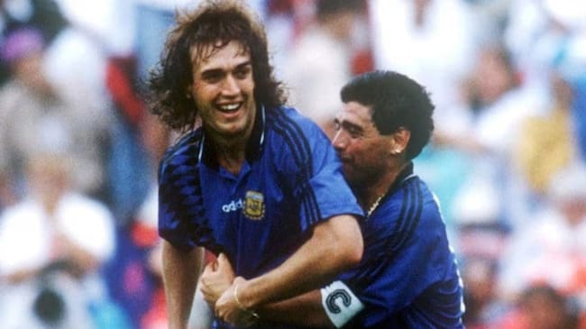 Batistuta y Maradona en el Mundial del 94