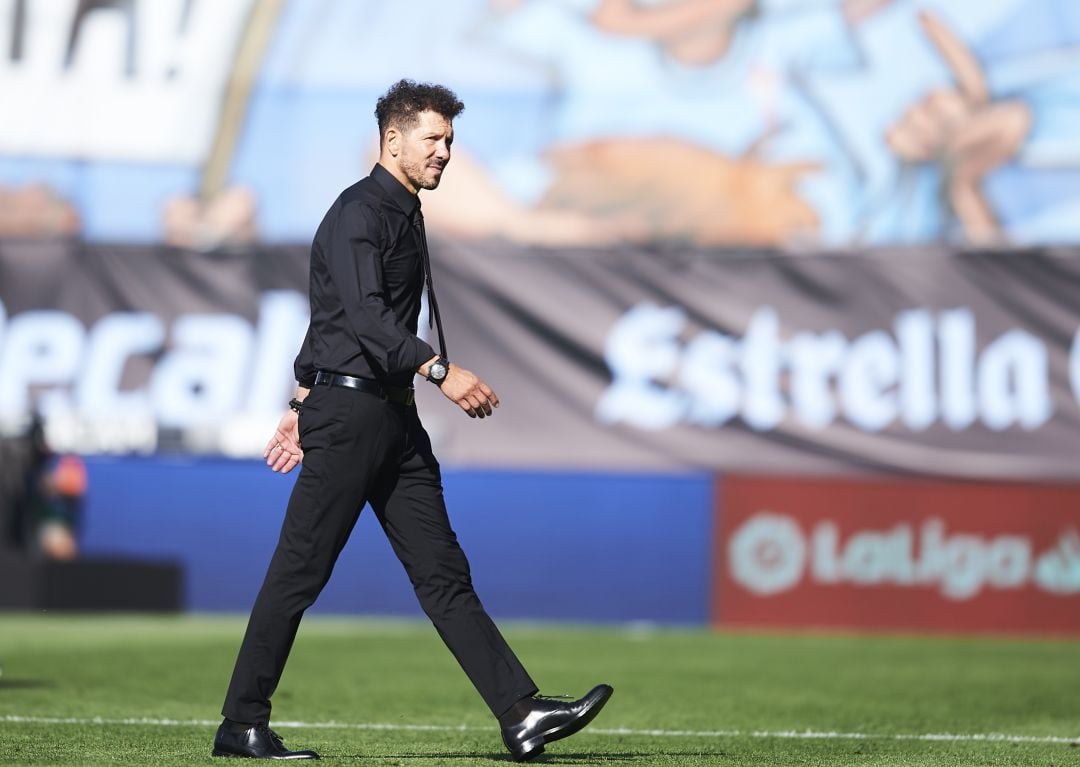 Simeone en el partido de Liga contra el Celta de Vigo.