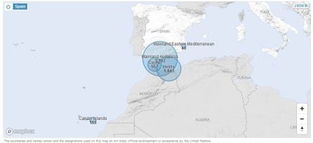 Datos de ACNUR que suman las llegadas por tierra a Ceuta y Melilla