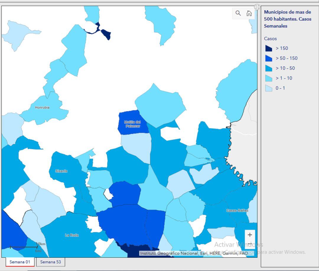 Mapa epidemiológico de los últimos 14 días