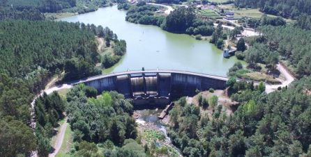 Foto del embalse de A Baxe a vista de dron. JDrone