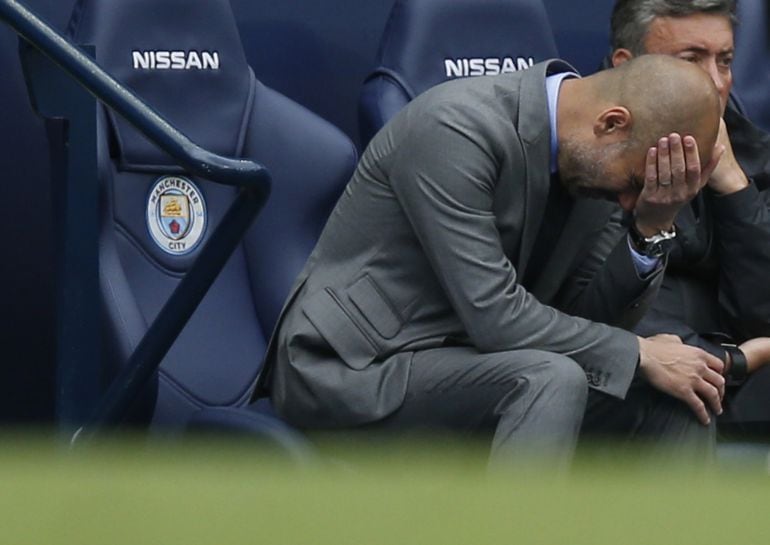 Guardiola, en el banquillo del City