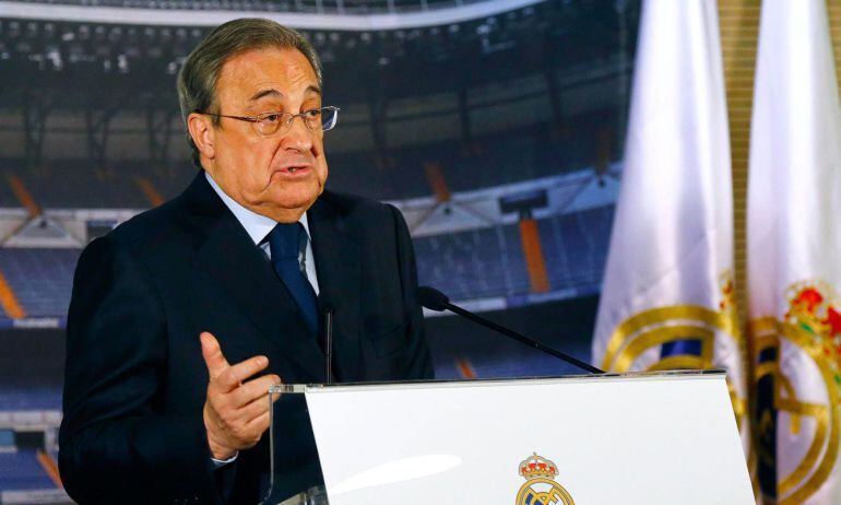 Florentino Pérez, en el Palco de Honor del Santiago Bernabéu