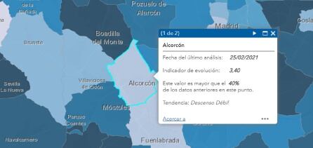 Datos semanales de presencia de SARS-CoV-2 en las aguas residuales de Alcorcón