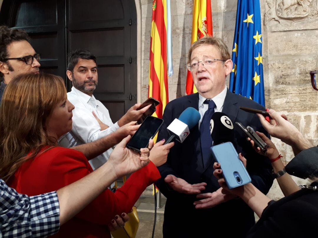 El president de la Generalitat, Ximo Puig, en su comparecencia ante los medios