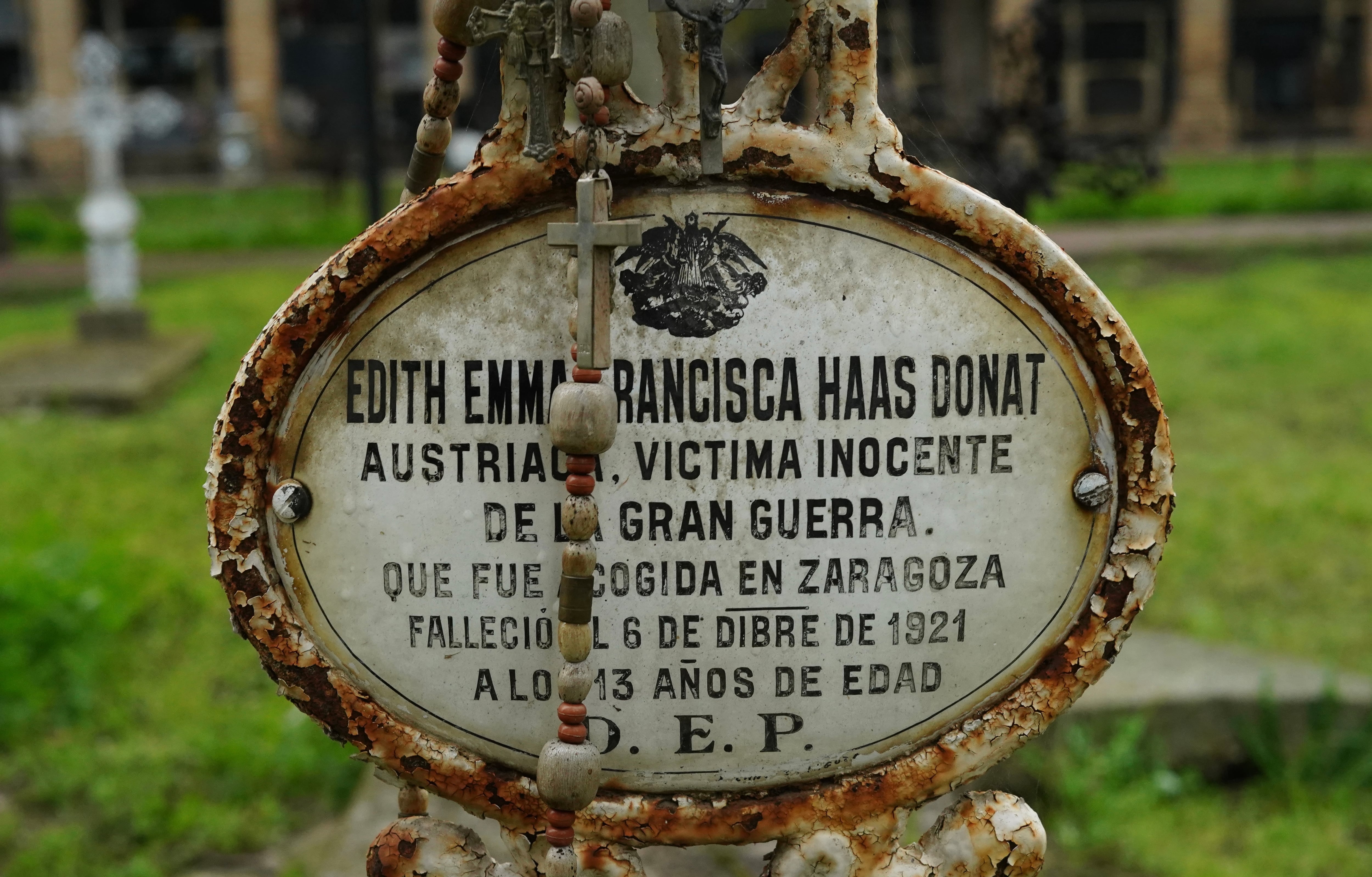 Lapida de la niña austriaca en Zaragoza durante la Gran Guerra