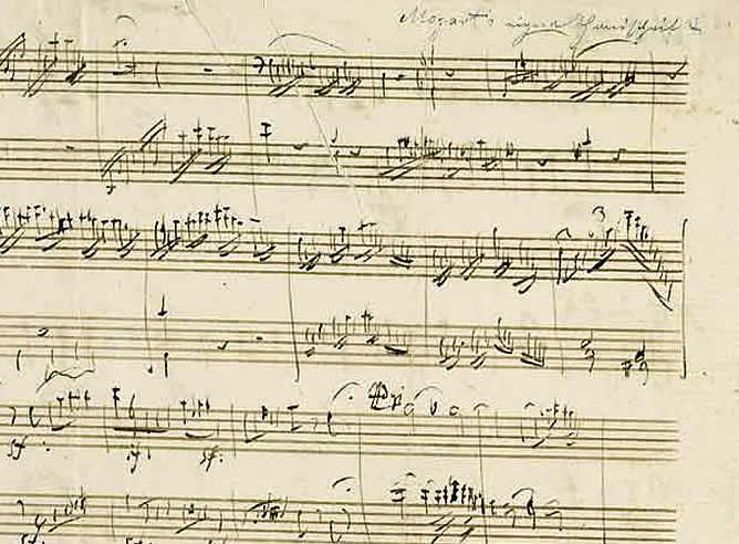 Imagen del manuscrito de Mozart