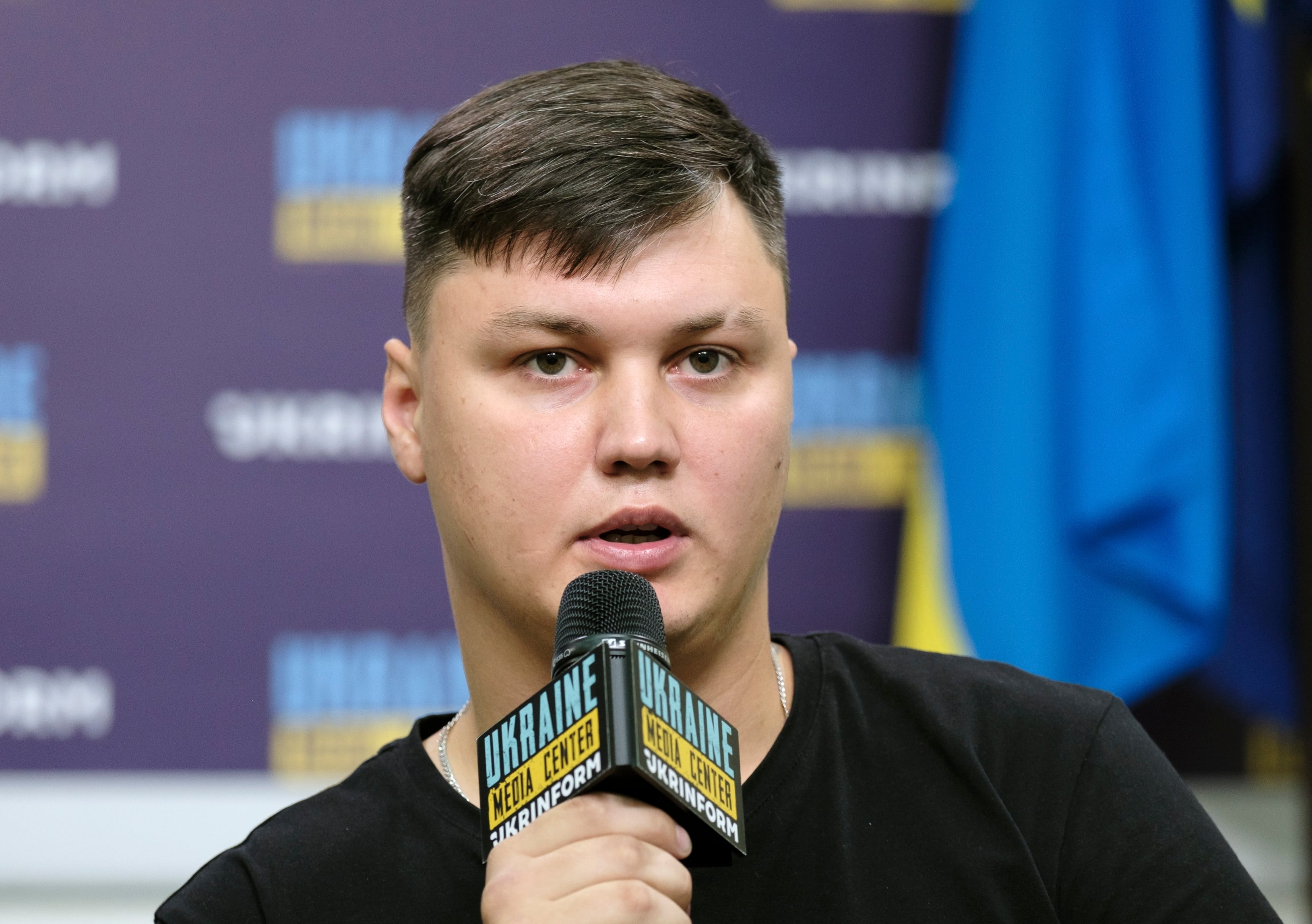 Kyiv (Ukraine), 05/09/2023.- FILE Russian pilot Maksym Kuzminov speaks to journalists during a press conference on special operation &#039;Synytsia&#039; (Tit) of the Ukrainian intelligence service to hijack a Russian military helicopter, in Kyiv, 05 September 2023, after Kuzminov landed a Russian military helicopter Mi-8 in Poltava on Ukrainian territory on August 9, 2023 (reissued 20 February 2024). The Russian helicopter pilot who defected to Ukraine last year in a secret operation, was found dead in Spain, the main military intelligence agency in Kyiv reported 19 February 2024. (Rusia, España, Ucrania, Kiev) EFE/EPA/STR
