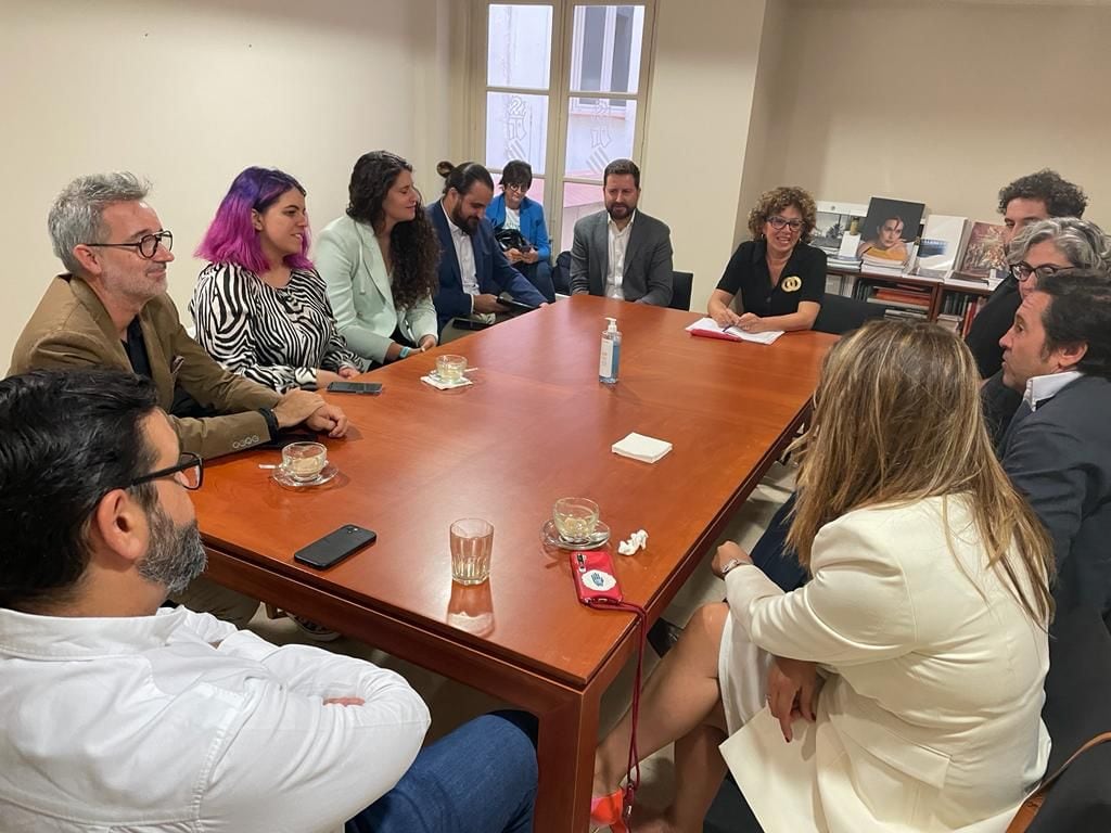 Josefina Bueno durante una reunión de trabajo con diferentes expertos en Madrid