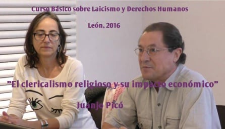 Obdulia Díez y Juanjo Picó, durante un curso sobre Laicimo celebrado en León