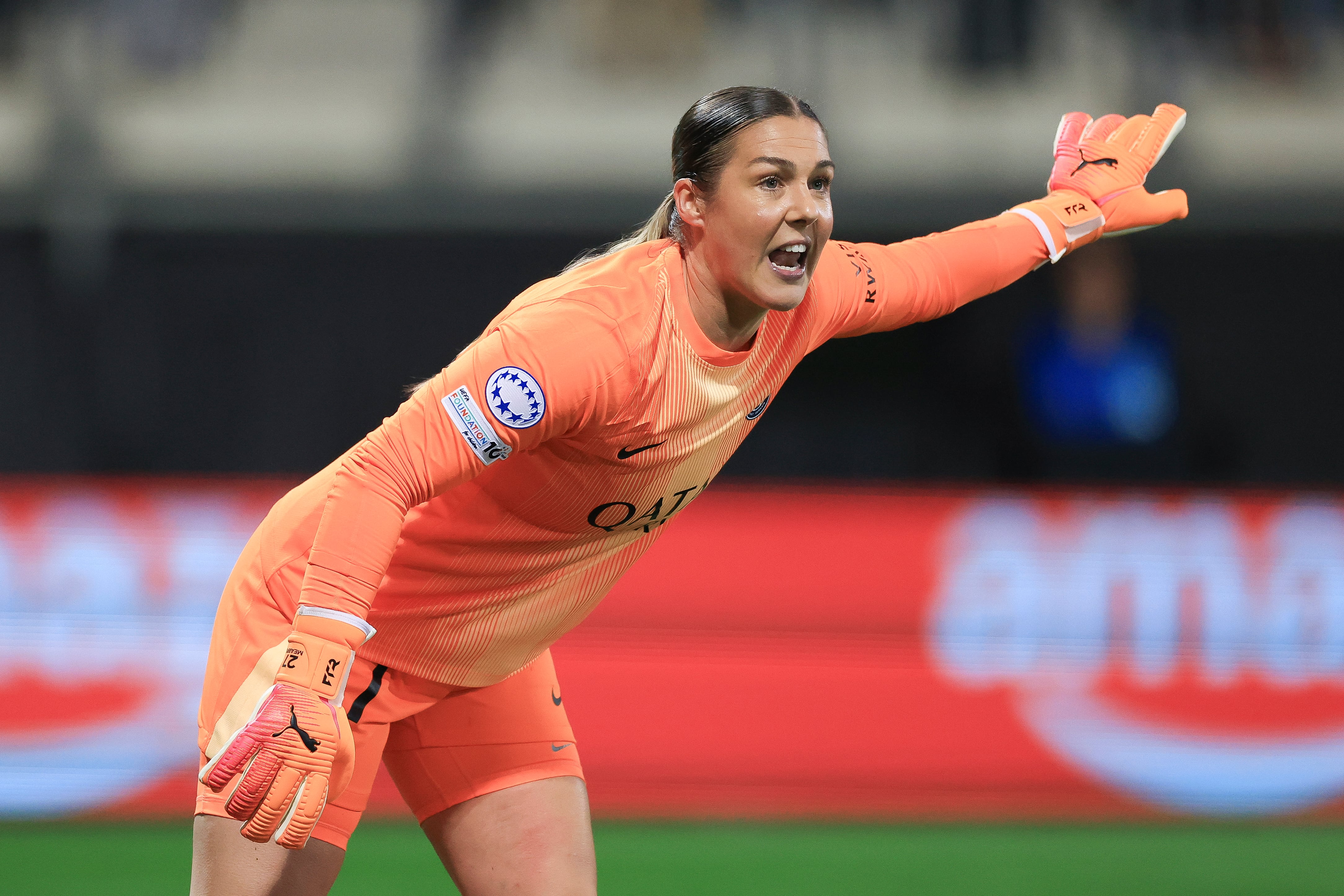 Mary Earps durante su partido contra el Wolfsburgo en Champions