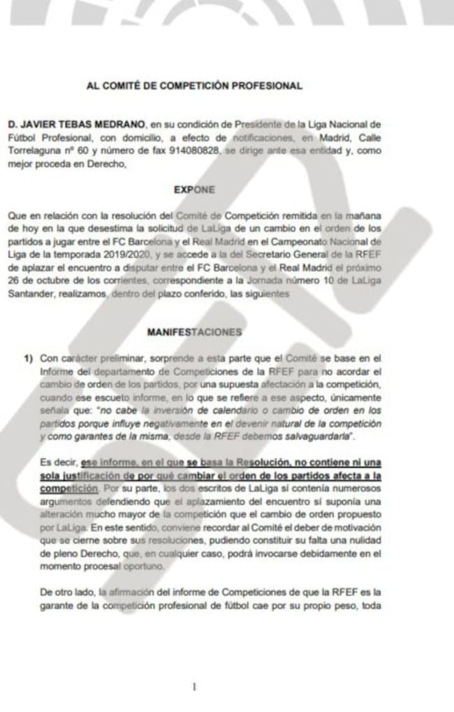 Comunicado de La LIga