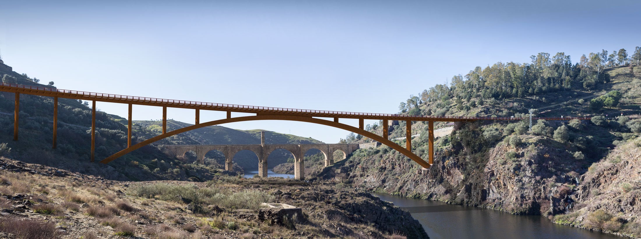 Recreación  puente nuevo de Alcántara