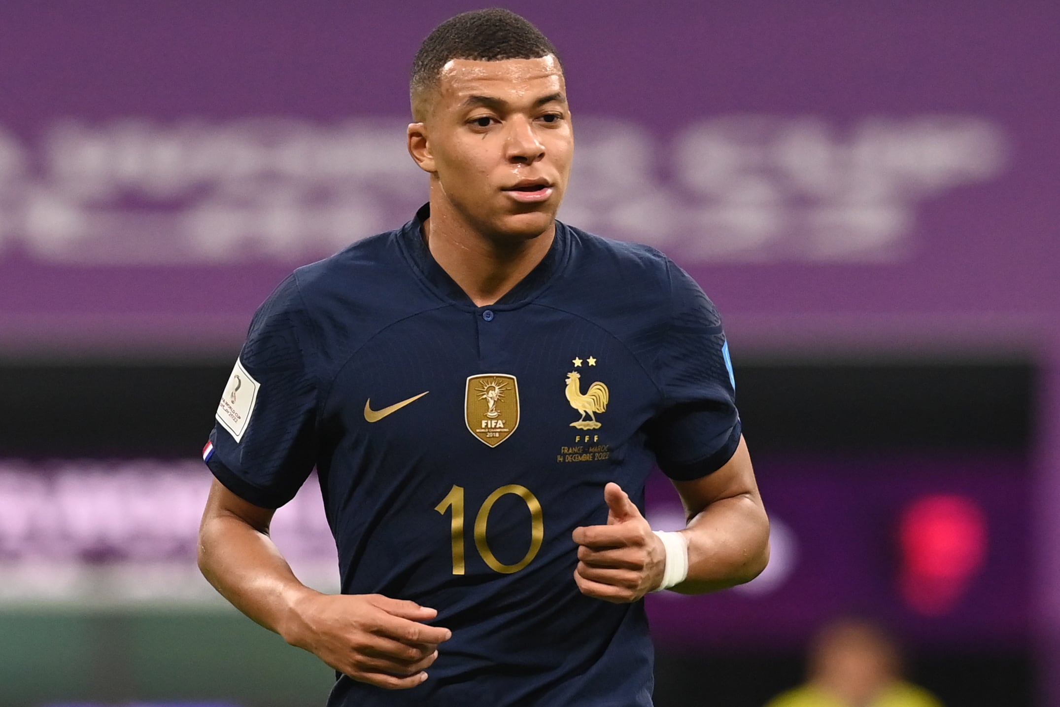 Kylian Mbappé en el Francia-Marruecos