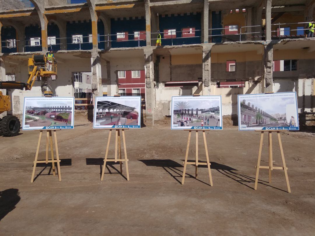 Obras en el antiguo Estadio Insular.