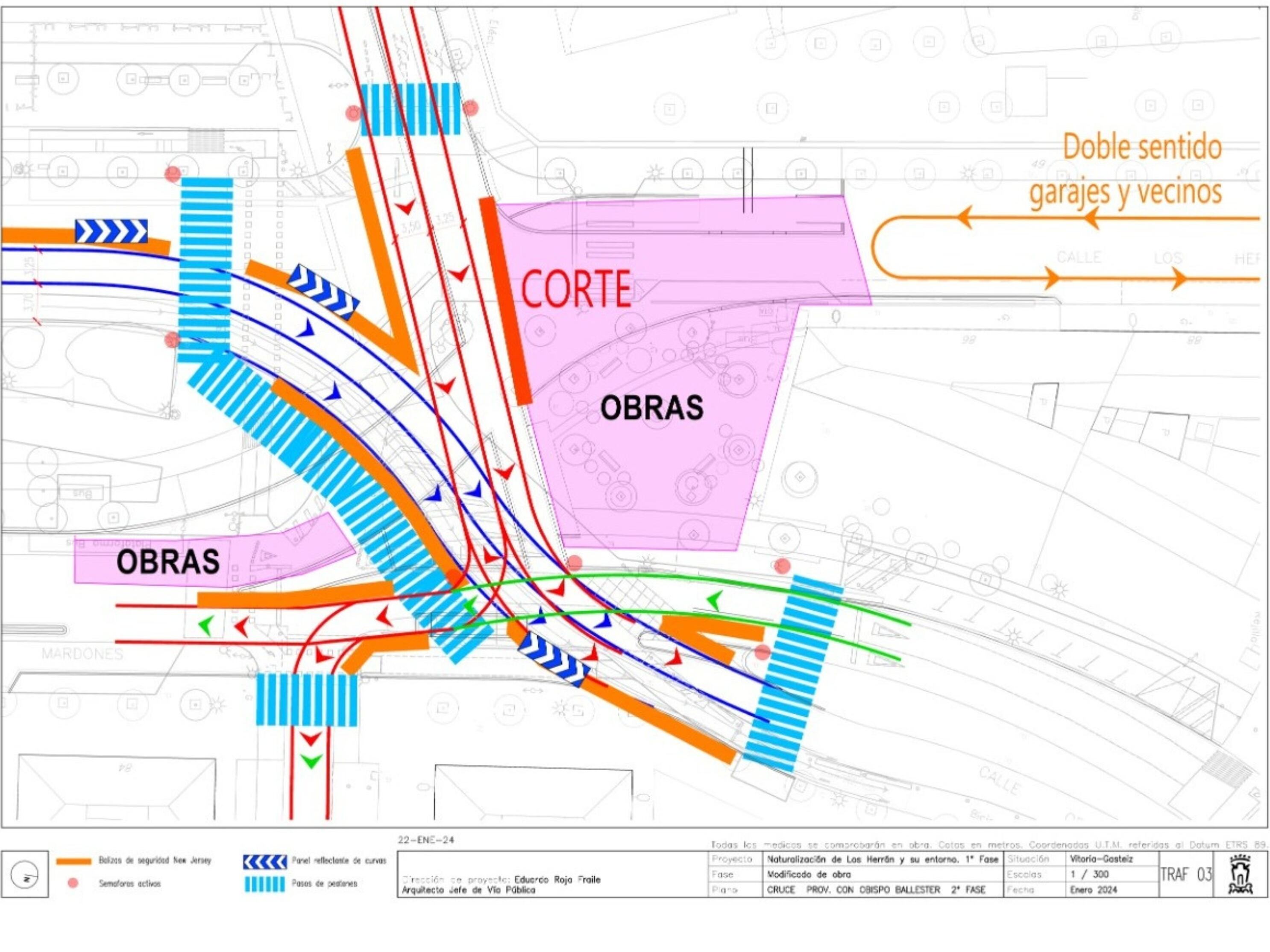 Plano de la segunda fase de obras en la calle Los Herrán de Vitoria