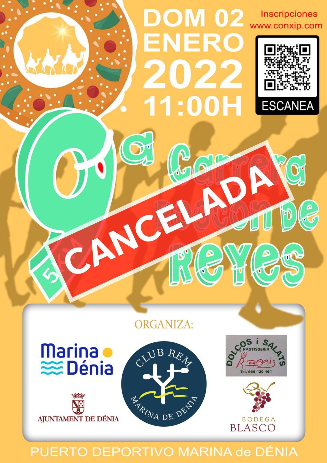 Cartel anunciando la cancelación.