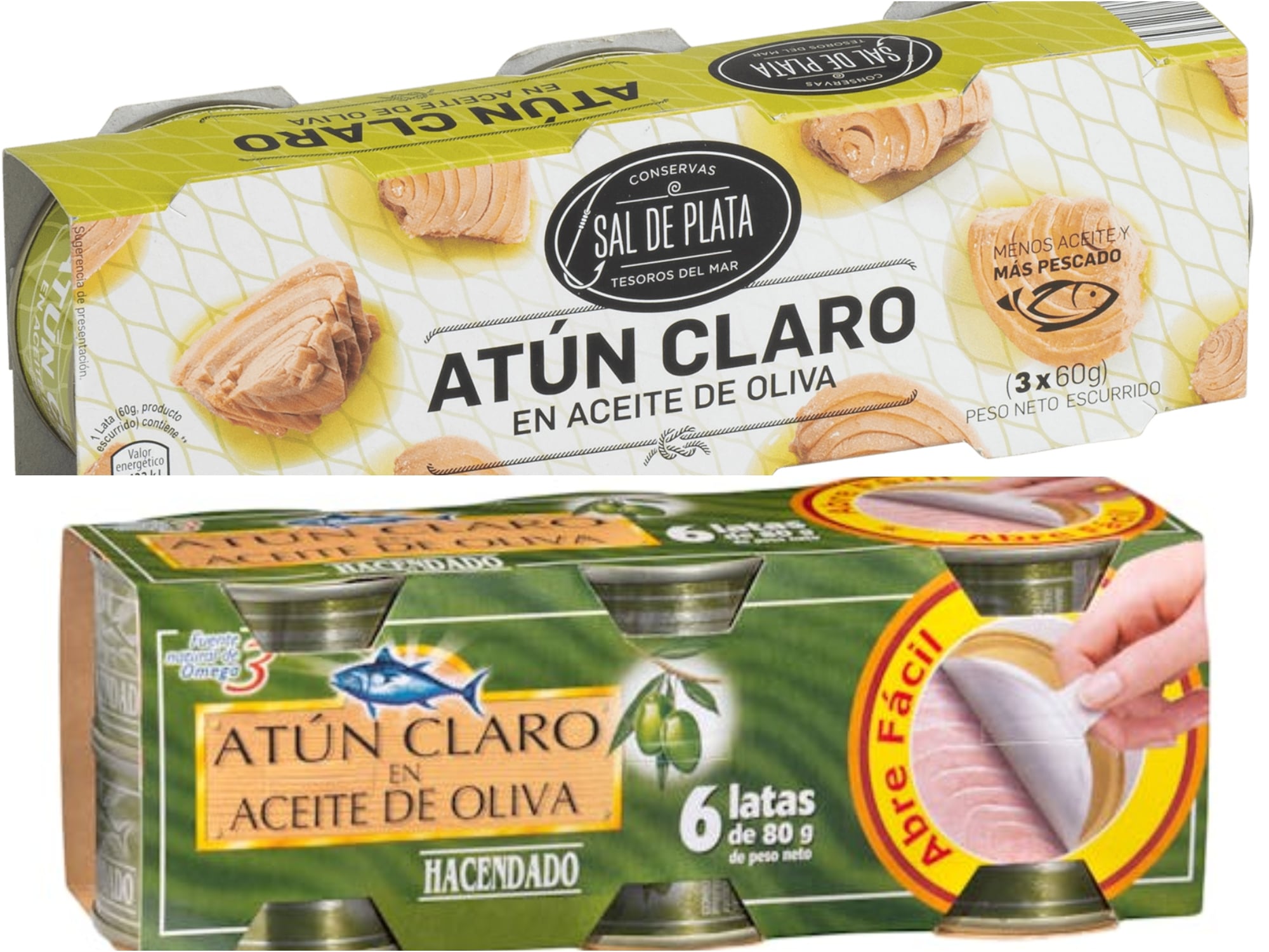 Sal de plata y Hacendado: las dos mejores marcas de atún en aceite de oliva, según la OCU.