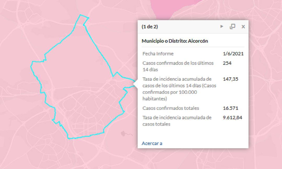 Situación epidemiológica de Alcorcón a 1 de junio de 2021