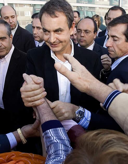 El presidente de Zapatero, ayer en Barcelona