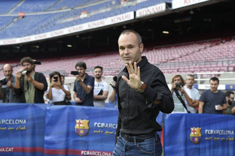 Iniesta, el día de su presentación con el Barcelona