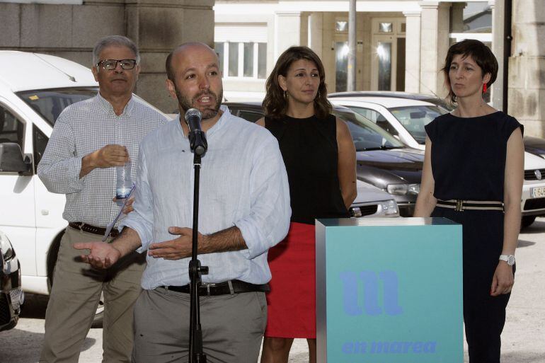 El candidato a la presidencia de la Xunta, Luis Villares, durante su intervención en el acto de presentación del programa instrumental en materia de industria