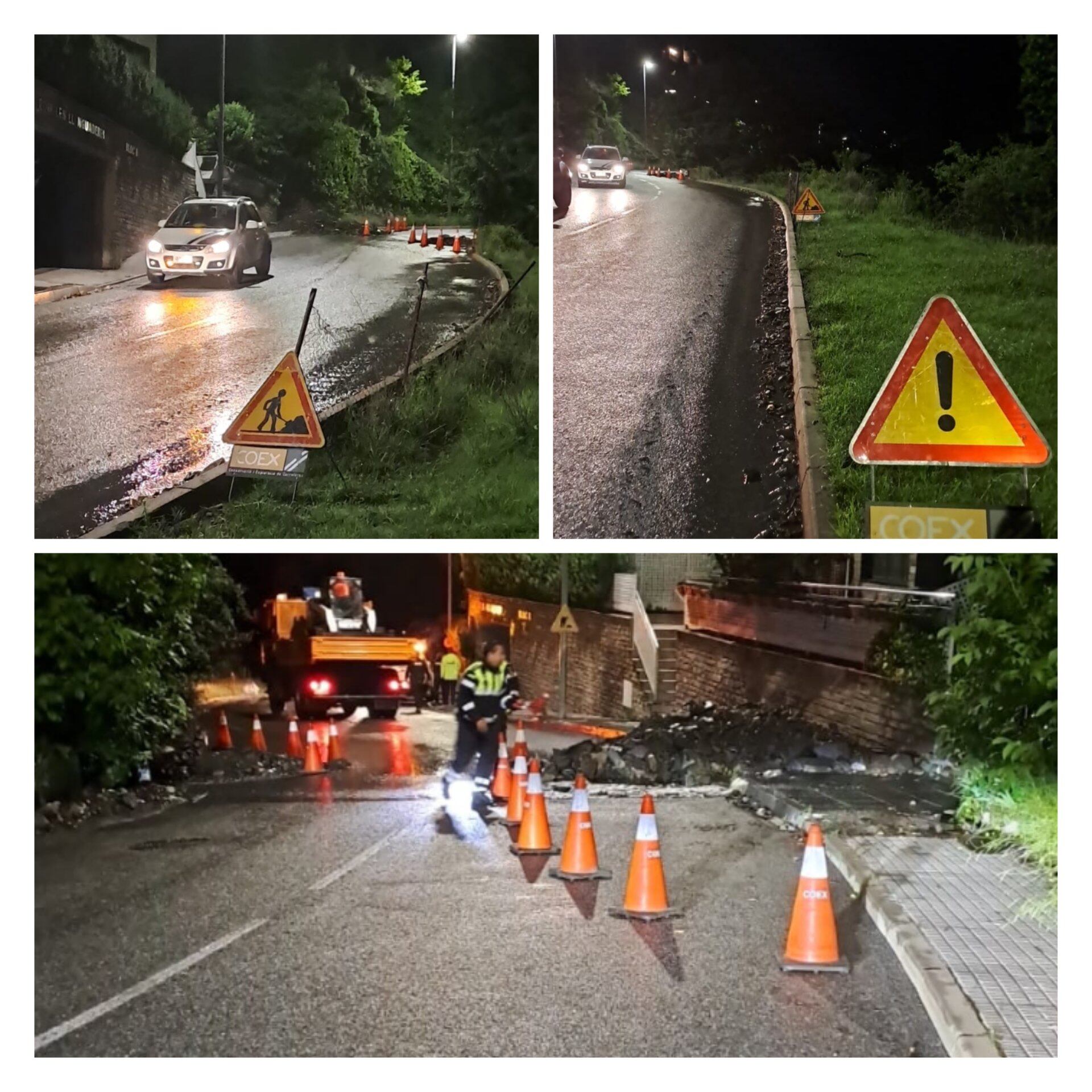 Efectius del COEX netejant la carretera dels Vilars a Escaldes-Engordany