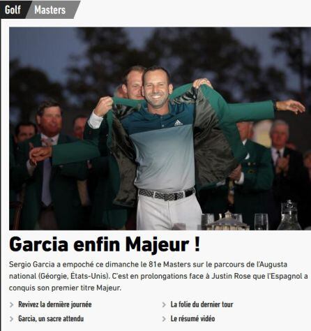 L&#039;Equipe cuenta así la victoria de Sergio García