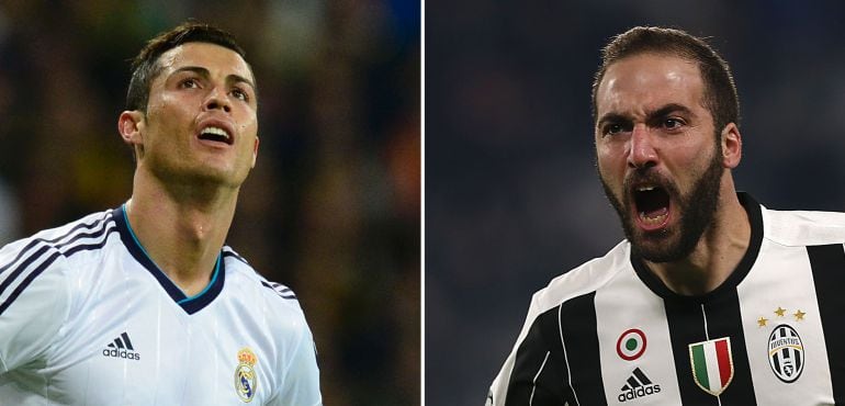 Cristiano en un partido de Champions en el Santiago Bernabéu. Higuain en el estado de la Juventus