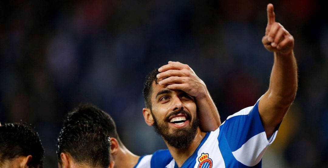 Borja Iglesias celebra un gol con el Espanyol