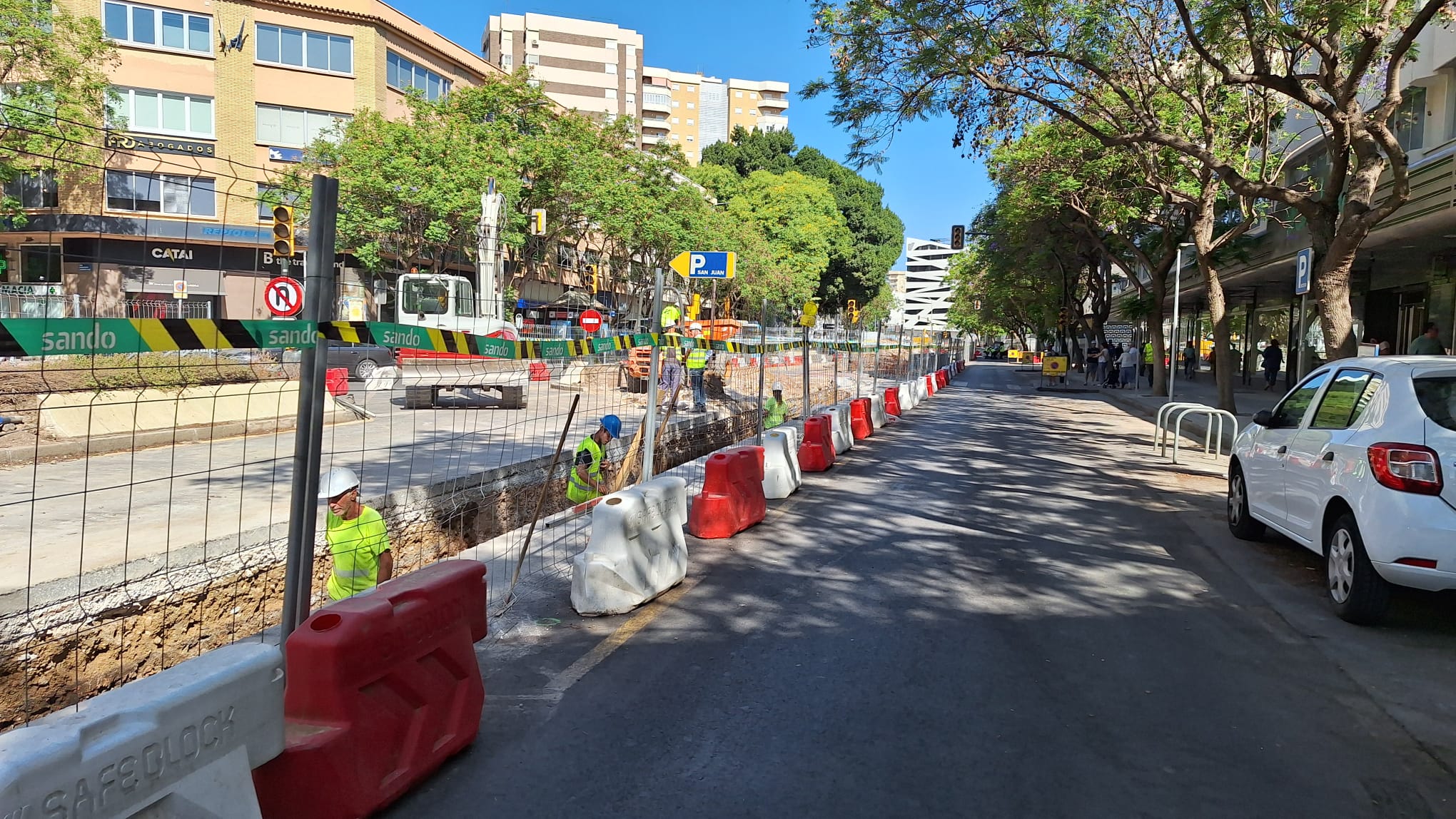 Obras del Metro de Málaga en calle Hilera