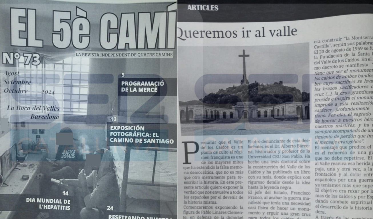 Revista El 5è Camí de la presó de Quatre Camins on s&#039;hi publica un article en defensa del Valle de los Caídos.