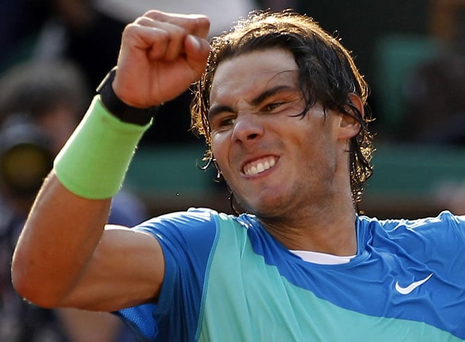 Nadal festeja su victoria contra Melzer