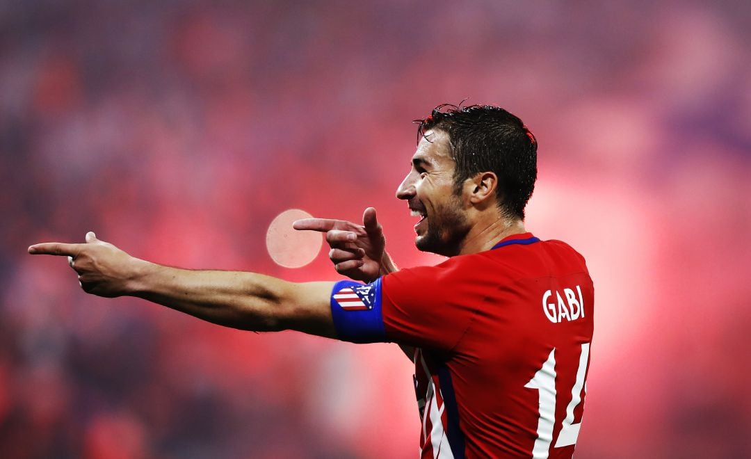 Gabi celebra su gol en la final de la Europa League de 2018