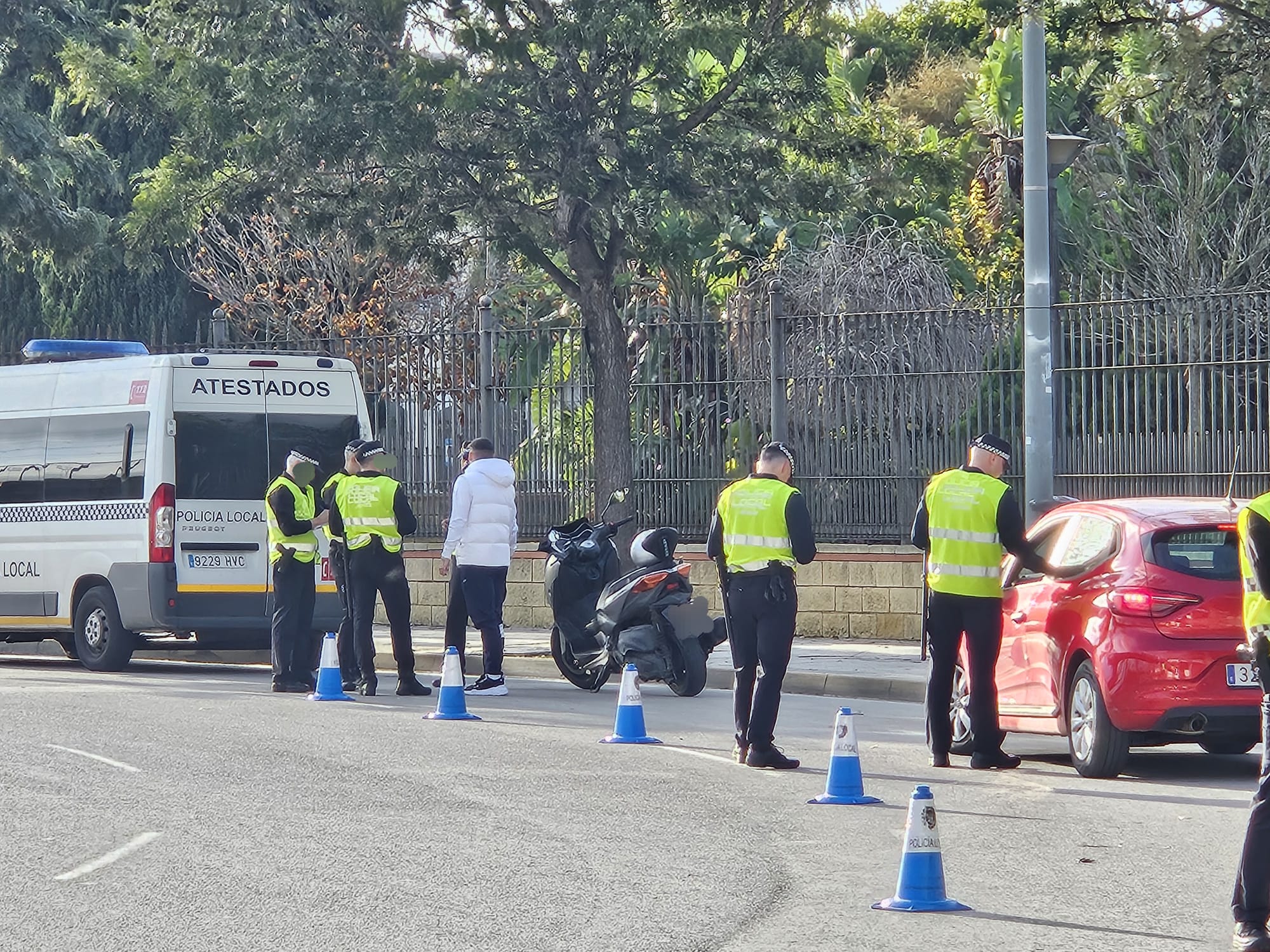 Uno de los controles realizados por la Policía Local de Jerez