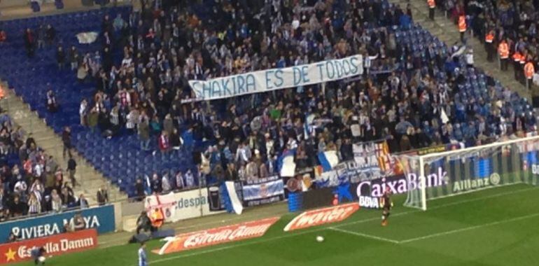 Pancarta en el estadio del Espanyol 